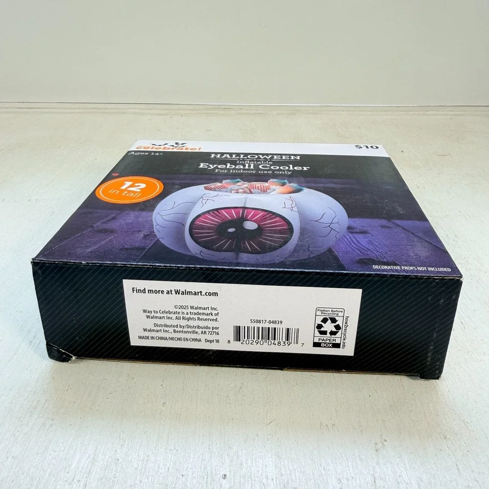 Way To Celebrate Halloween Inflatable Eyeball Cooler 12 Inch Party Decor New